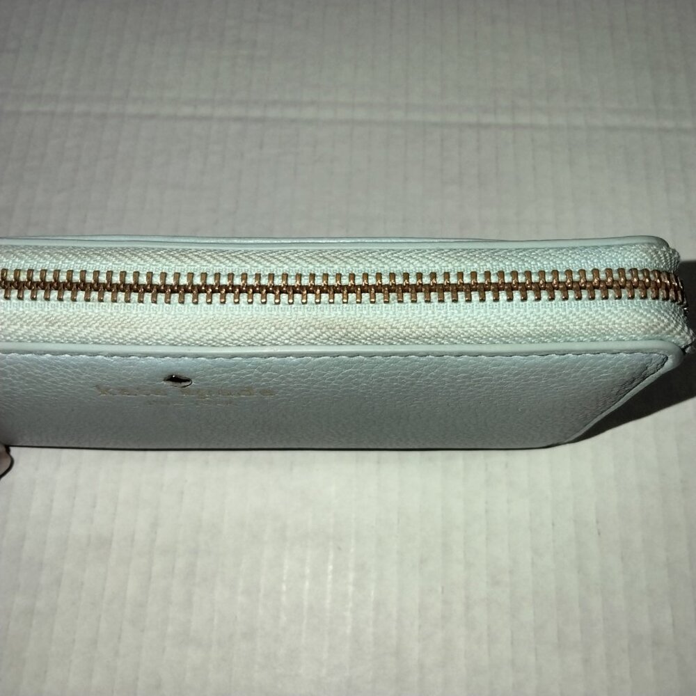 Kate Spade New York Zip Around Wallet, Travel Organizer, Pebbled Blue Leather - Picture 4 of 9